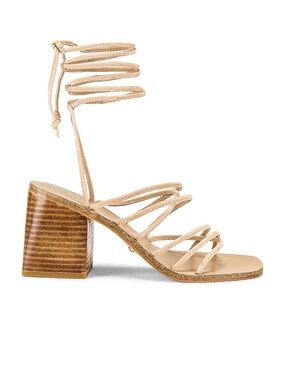 RAYE Cross Sandal Nude Suede Block Heel Strappy Mule Size 9.5 Revolve